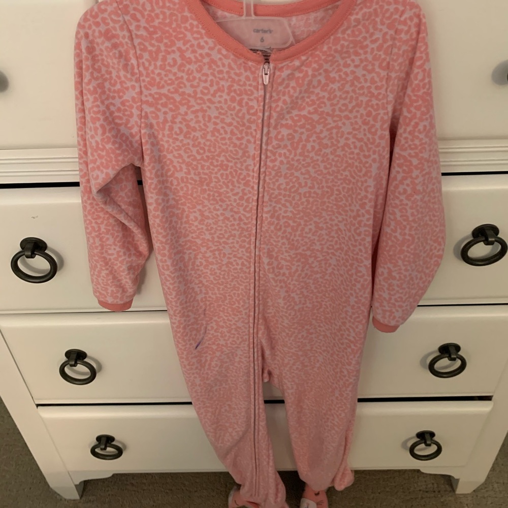 Size 6 Carter’s pink pajamas onesie